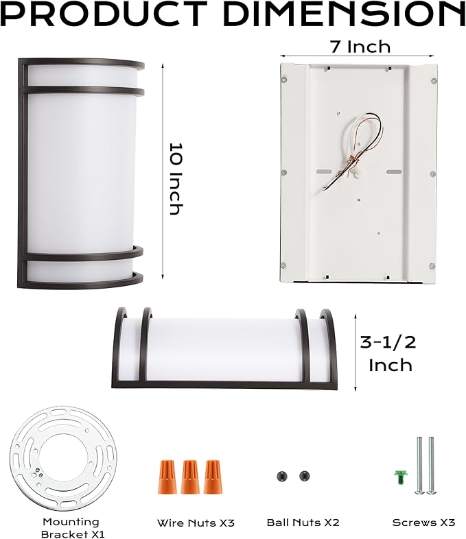 CLOUDY BAY LED 3 Color Indoor Wall Sconce, Wall Lighting,3000K/4000K/5000K Color Temperature Adjustable Wall Mount Light Fixture, 15W 120V Dimmable CRI 90+ LED Wall Light,Oil Rubbed Bronze