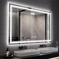 LED Mirror, 55x36 Inch Gradient Front and Backlit Lighted Bathroom Mirror, 3 Colors Dimmable CRI>90 Double Lights, IP54 Enhanced Anti-Fog, Hanging Plates Wall Mount Bathroom Mirror