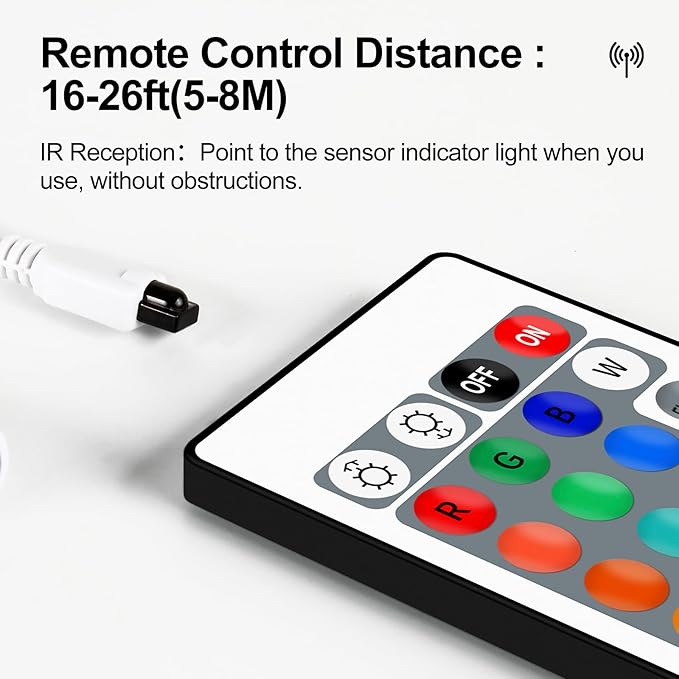 RGB Remote Controller, 24 Key IR Wireless Remote Control for 5050 3528 2835 RGB LED Strip Lights, DC 5V/12V/24V 4-Pin Dimmable Controller with 20 Colors 5 Modes for Home, Gaming, Party, Decor