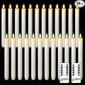 Homemory 24 Pcs Waxy Flameless Taper Candles with Remote, Flickering Battery Operated Taper Candle, Led Flameless Candlesticks Classic Tall Candles for Home, Wedding, Party, White, 9.6 inches