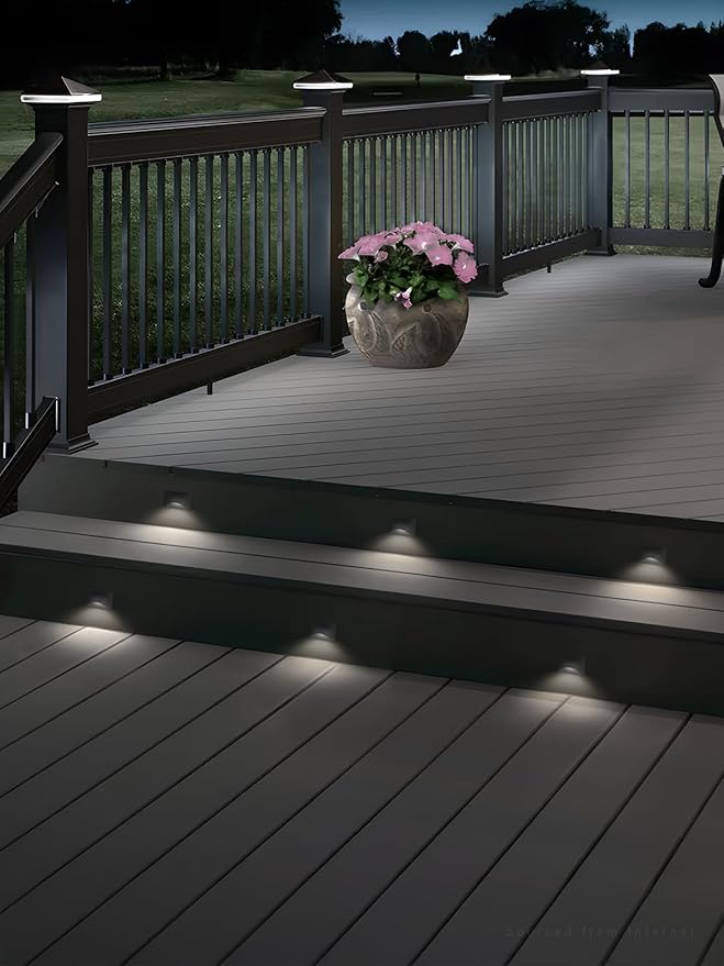 LEONLITE 12-Pack Black 5CCT 120V LED Step Lights, 150LM 5%-100% Dimmable Stair Lights Indoor Outdoor IP65 Waterproof, Aluminum Anti-Glare Shell, CRI90 ETL 2700K/3000K/3500K/4000K/5000K