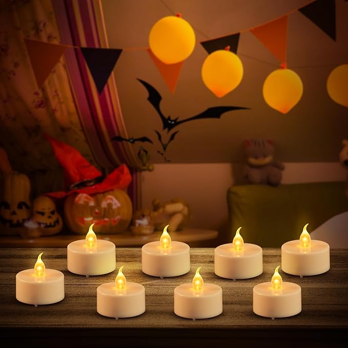 JOSU 24PCS Flameless Tea Lights Candles with Remote Timer, Led Battery Operated Electric Votive Candle for Wedding Centerpiece Table Decorations, Flickering Tealight Candles for Home Party Decor