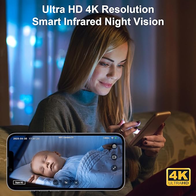 Hidden Camera 4K Spy Camera with Night Vision, Motion Detection Alerts, 4H Battery Life, Phone App Control, SD/Cloud Storage, Indoor Mini Security Camera for Home, Office, Baby Monitor