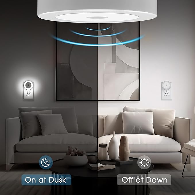 Briignite Night Lights Plug into Wall, [4Pack], Nightlights with Light Sensors, LED Night Light for Kids Room, Baby Night Light, Bathroom, Stair Lights, Hallway Light, Cool White