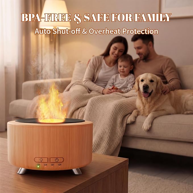 Essential Oil Diffuser for Home, 500 Aromatherapy Diffuser Oil Machine for Office Room Yoga, Aroma Diffuser with Auto-Off Function, 9 Colors LED Night Light, Light Wood