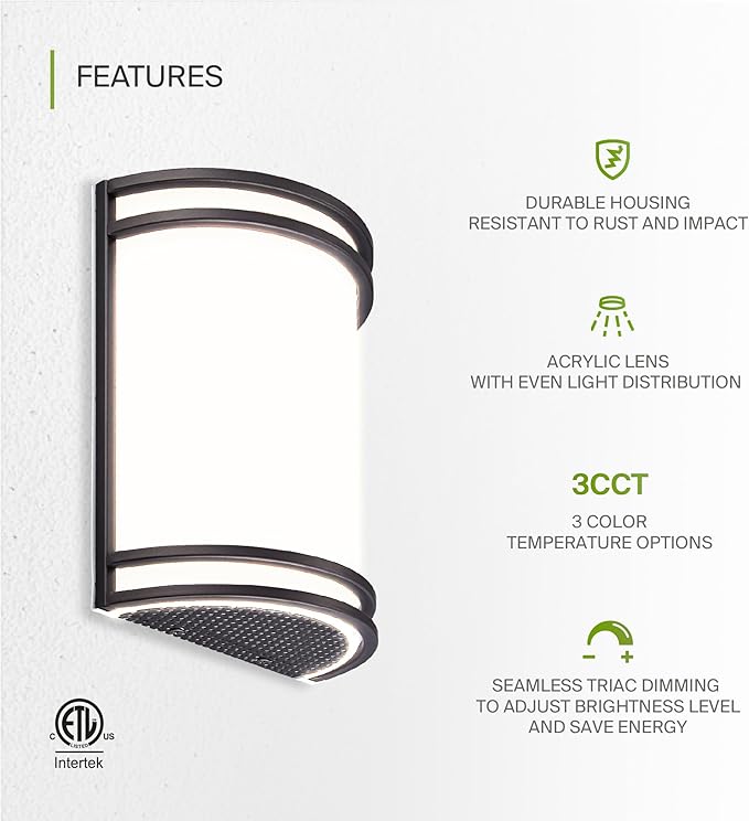 ASD LED Indoor Wall Mount Light Fixture - 10 Inch 15W Modern Interior Oil Rubbed Bronze Dimmable Wall Sconce Light - ETL 3000K 4000K 5000K Adjustable - Hallway, Bedroom LED Wall Lights, 4 Pack