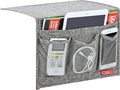 Linen 4 Pockets Bedside Caddy, Bedside Storage Organizer for Magazine, Remotes, Phone (Classic Grey)