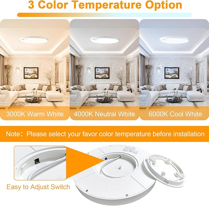 Eleganted Motion Sensor Ceiling Light Wired, 8.7 Inch LED Flush Mount Ceiling Light Fixture,3000k/4000k/6500k Selectable 18W Ceiling Lights for Pantry Hallway Stairwell Porch
