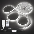 Daylight White LED Strip Lights 16.4FT 24V Waterproof COB LED Strip Kit with Remote Dimmable Flexible LED Tape Light 6000K Uniform Glow 320LEDs/M for Indoor Decor (Adapter are Included)