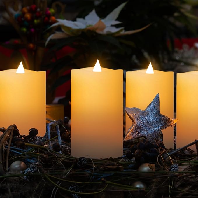 3" x 5" Flameless Candles Set of 2, 2AA Battery Life 600 Hours Battery Candles Flickering with Timer, 5 inch Flameless Candles with Remote for Indoor/Outdoor, White