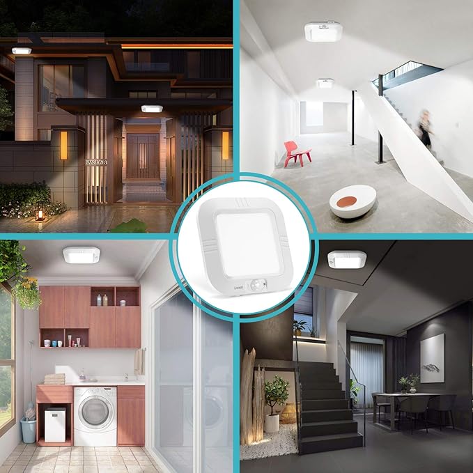 LINEWAY Motion Sensor Ceiling Light - Indoor Motion Activated LED Light, 6000K, 180LM, Battery Operated for Closet, Hallway, Stairway, Cabinet, Pantry