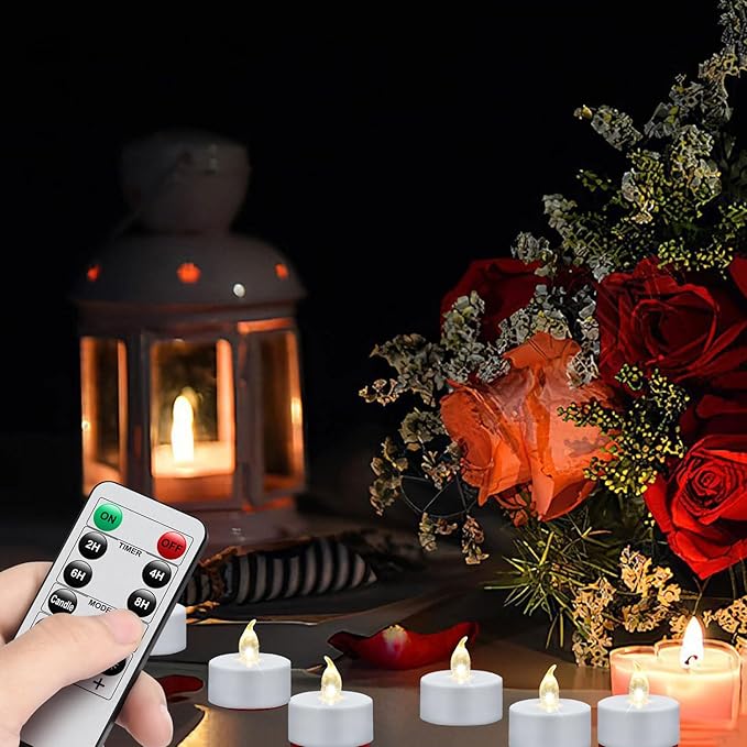 LED Tea Lights with Remote Control: 24pcs Flickering Flameless Candles,Long Lasting 400+Hours,Battery Operated Electric Tealight for Home Decoration Seasonal&Festival Celebration(Warm White)