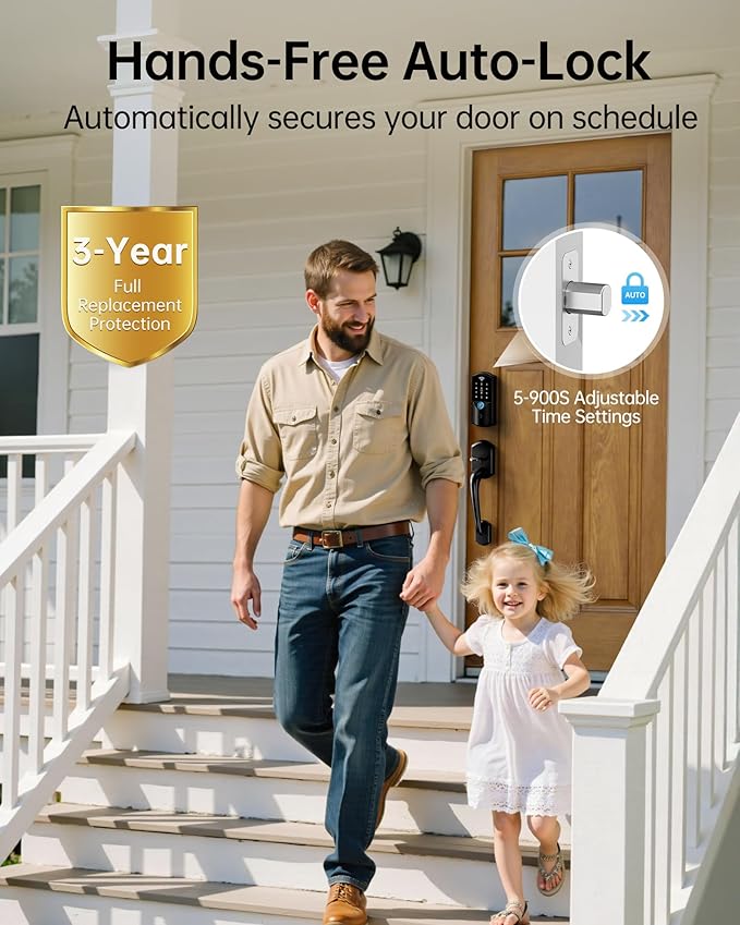 Built-in WiFi Smart Lock with Handle Set - Firstriver Fingerprint Keyless Entry Door Lock for Front Door, App Control, Digital Keypad Deadbolt, Auto Lock, Compatible with Alexa & Google Assistant