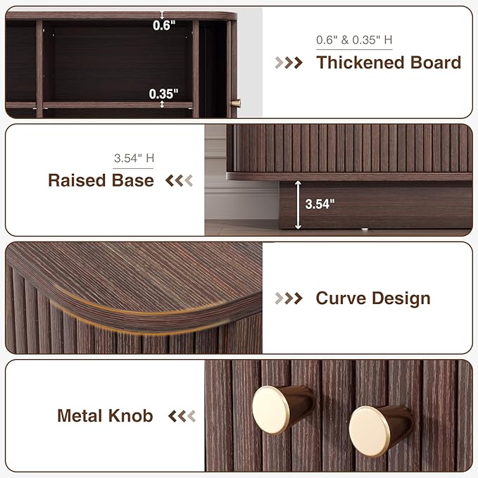 31.5" W Sliding Door Shoe Storage Bench, Small Entryway Shoe Cabinet with Adjustable Shelf, Space-Saving Wooden Low Cabinet for Hallway, Living Room, Apartment, Dorm, Walnut
