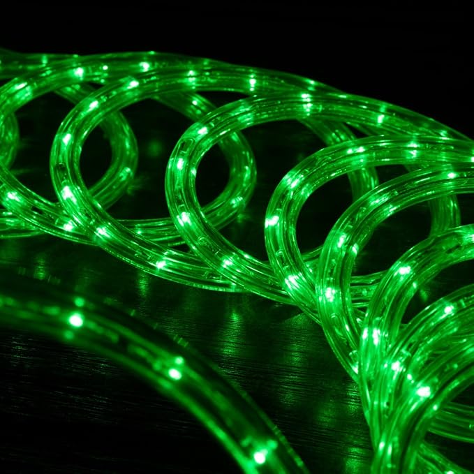 WYZworks 3312LEDs 300ft LED Outside Rope Lights, Outdoor ETL Certified Waterproof Permanent 360 Degree Flexible Bend & Light Emitting, Connectable, Christmas Palm Tree Exterior Landscape, Green