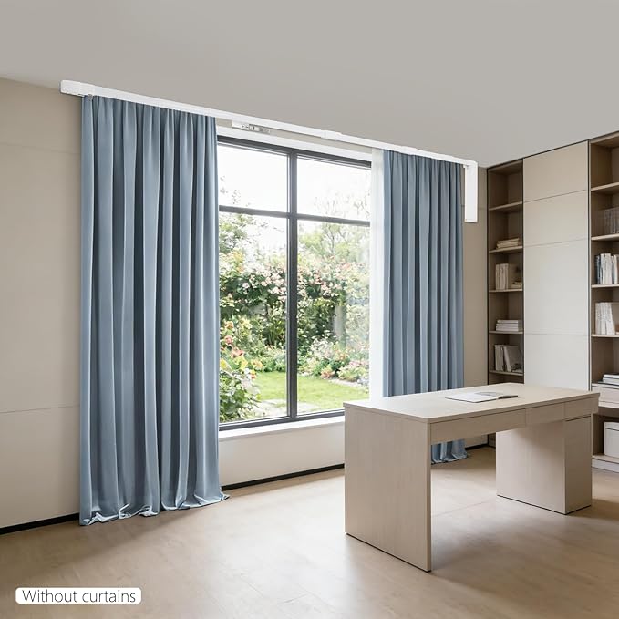 Electric Curtain Track, Retractable Motorized Curtains Rod From 7-17ft, Automatic Curtain Opener with Smart/Manual Control, Smart Curtains System for I-Rrail and U-Rail (For 7-17ft)