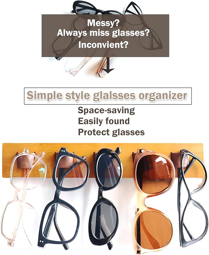 ACOCOFE Sunglass Organizer Glasses Holder,Wood Eyeglass Storage Holder,Sunglasses Rack Eyewear Display((Brown-green)