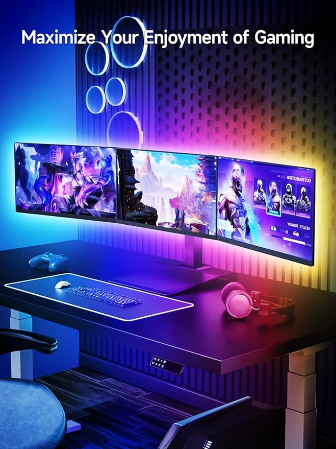 TV LED Lights, 13.1ft LED Lights for 40-65 Inch TV Behind Lighting, RGB Color Changing TV Backlight with APP & Remote Control, Music Sync USB LED Strip Light for Bedroom Gaming Room Decor