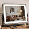 Vanity Mirror with Lights 22"×17", Large LED Makeup Mirror with Light, Smart Touch with 3-Color Lighting, Dimmable, 360° Rotation, HD Desk Mirror, Vanity Mirror Tabletop (Black)