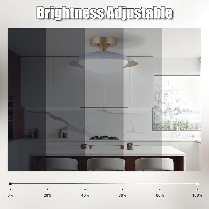 FTL Modern LED Semi Flush Mount Ceiling Light Fixture with Remote 5CCT 2700K-6500K Dimmable Mid Century White LED Ceiling Lights 11.8in Close to Ceiling Light Fixture for Kitchen Hallway Laundry Room
