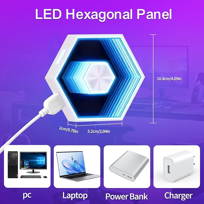 Hexagon LED Lights - 12 Pack Smart APP RGBW Gaming LED Light with Remote Control & Music Sync Honeycomb Shape Hexagon Wall Lights for Bedroom, Living Room Wall, Gaming Decor