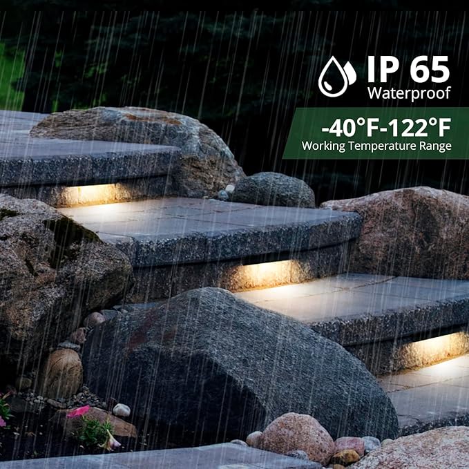 GKOLED 6.8 Inches LED Hardscape Lights, Low Voltage Retaining Wall Light Waterproof, 12V AC/DC Landscape Lighting, 1.5W 2700K, Classic Step Lights Outdoor, Die-cast Aluminum Housing (Pack of 3)