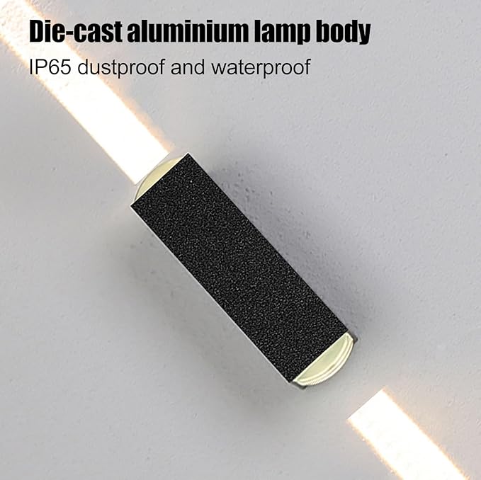 2PCS Outdoor Wall Lights, LED Up Down Exterior Lighting Fixtures, IP65 Waterproof Outdoor Light Fixture, 85-265V 20W 3000k Aluminum Porch Light, Modern Patio Wall Light Fixture Black
