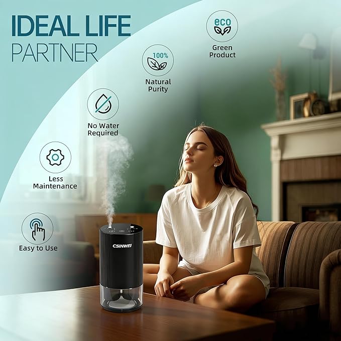Dual Nozzle Waterless Essential Oil Diffuser for Home Large Room, Car, Office, Portable Battery Operated Aromatherapy Scent Diffusers, Mini Cordless Air Freshener, 5 Timers & 4 Mist Levels