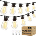 Torkase 150FT Outdoor String Lights LED, 45+3 S14 Bulbs Shatterproof, IP54 Waterproof Dimmable for Large Outdoor Events, Resorts, Hotel Lighting - Commercial Grade Connectable