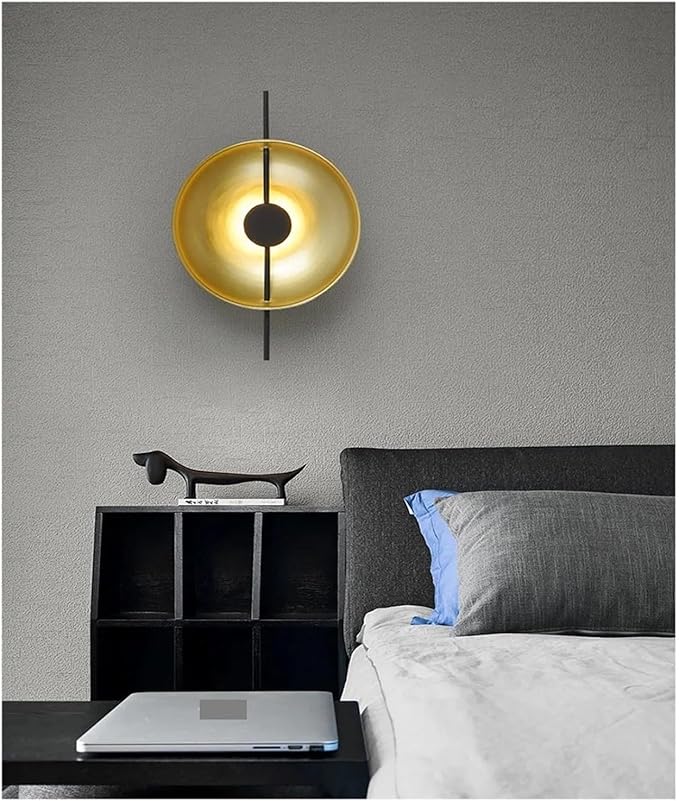 Modern Minimalist Living Room Background Round Creative Bedroom Bedside Designer Villa Hotel Led Lighting,Elegant (Gold)