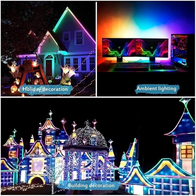 ALITOVE WS2811 Dream Color RGB LED Strip Lights Bluetooth App Control, 16.4ft 300 LEDs Addressable LED Light Strip with Bluetooth Controller and 12V Power Supply kit,120 Color Modes, Waterproof IP65