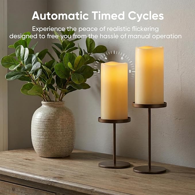 5plots 3" X 6" Outdoor Waterproof Candles, Battery Operated Led Ivory White Flameless Candles with 10-Key Remote & Timer for Indoor Home Lantern Holiday Decor, Set of 6