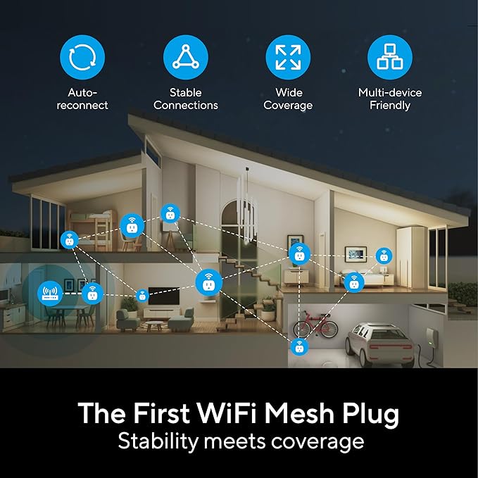 UTEC Smart Plug, Wi-Fi Mesh Outlet, 15A Ultra Efficient Smart Plug Compatible with Alexa, Google Home & IFTTT, No Hub Required, 2.4GHz Wi-Fi Only, Remote Control, ETL Certified