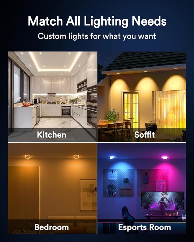 Lumary 4 Inch Smart Gimbal Recessed Lighting Ultra with 2200k Night Light，270°+90°Rotatable LED Recessed Lights, 9W 600LM Angled Adjustable LED Downlight, Works with Alexa & Google Assistant，1Pack