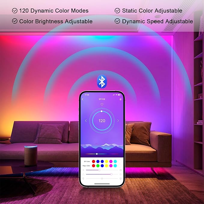 VIPMOON SP110E Bluetooth LED Controller, 2 Pack 5-24V Pixel LED Light Strips Controller, iOS/Android APP Remote Control for WS2812B WS2815 SK6812 APA102 RGB/RGBW Strip Lights