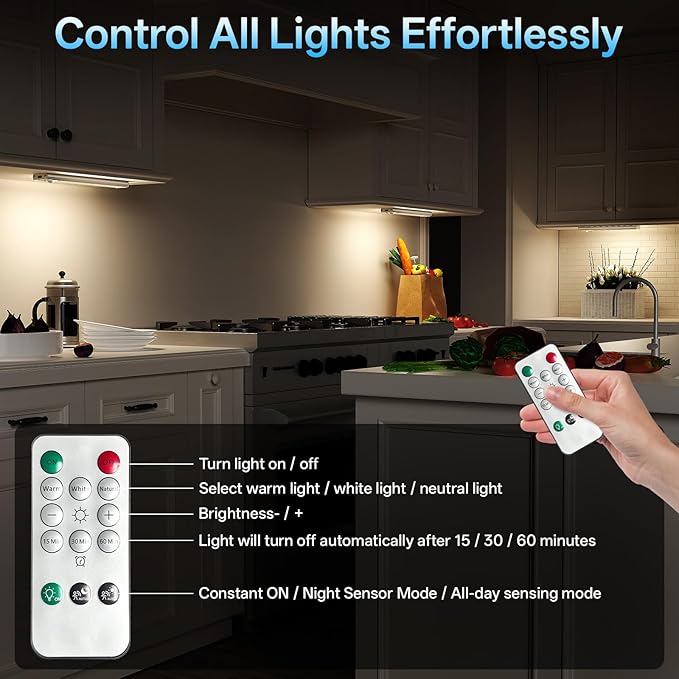 Under Cabinet Lighting with Charging Station,Motion Sensor Light Indoor with Remote,3Colors Temps Dimmable Rechargeable Wireless LED Lights for Bedroom Kitchen 3Pack