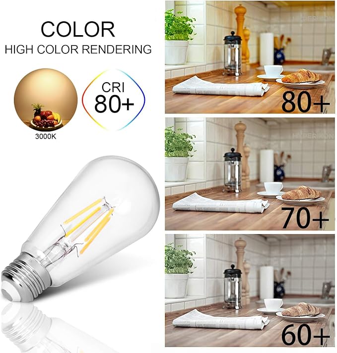 Vintage Edison Bulb 4W,Equivalent 40W Incandescent,ST18 Antique LED Filament Bulbs,Non Dimmable Daylight White 4000K,E26 Led Bulb,Pack of 3