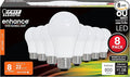 Feit Electric A19 LED Light Bulbs, 60W Equivalent, Dimmable, E26 Standard Base, 90 CRI, 800 Lumens, 2700K Soft White, 120V, 22 Years Lifetime, Damp Rated, 8 Pack, OM60DM/927CA/8