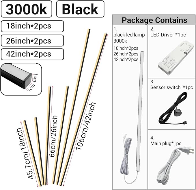 HAMRVL Black LED Recessed Lighting Kit - 6pcs DC12V Warm White Slat Wall Lights with Smart Switch,3000k Self-Adhesive Wall Panel Lights for Wood Slat Wall Panels, Headboards, Stairs, Media Wall Panels