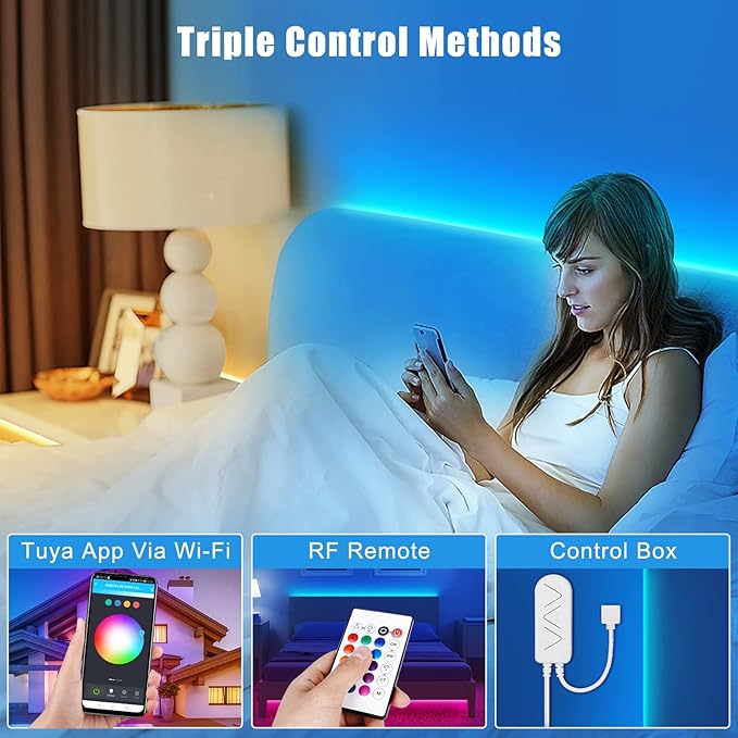 RGBWW Smart LED Strip Lights, 32.8ft Tunable White 3000K to 6500K+RGB WiFi Led Light Strips Work with Alexa Google, Music Sync Color Changing Indoor Rope Lights for Kitchen, Room, Cabinet
