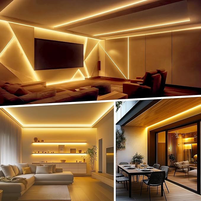 Shine Decor LED Strip Light Easy Connectable, 2800K Warm White Cold Resist Weatherproof Plug-in for Indoor Outdoor, 101 LM/FT Dimmable Bright Eco Rope Lighting 65FT, 120V Whole Set ETL Listed