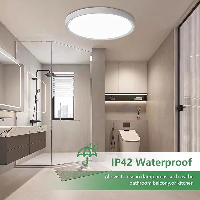 2 Pack 24 Inch Large LED Flush Mount Ceiling Light, 50W,5480LM, 3000K/4000K/6000K CCT Selectable,Black Round Flat Panel Low Profile Ceiling Light Fixtures for Hallway, Kitchen, Bedroom, Laundry Room