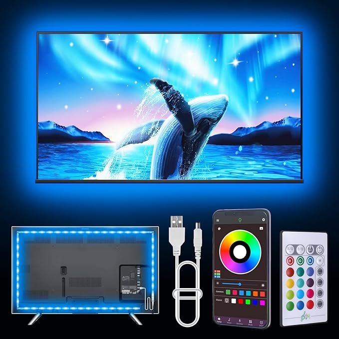 20FT Led Lights for TV, TV Backlight for 32-80 Inch, USB Led Light Strip with Remote, App Control, RGB Strip TV Lights Music Sync Color Changing, Led Lights for Room Gaming Accessories