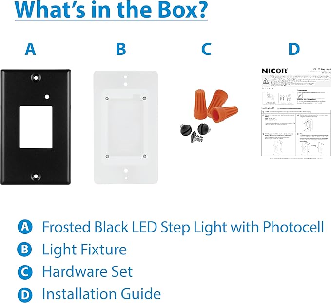 NICOR Lighting STP2 Frosted Black LED Step Light with Photocell (STP2F120BKPC)