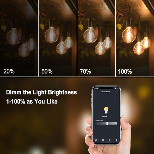 New One Smart Dimmer Plug Outdoor, IP65 Waterproof WiFi Dimmable Smart Outlet, Compatible with Google Assistant, Alexa