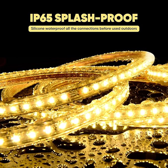 Shine Decor LED Strip Light 150FT 120VAC, Super Bright 19012 Lumens Dimmable, IP65 Waterproof for Outdoor Indoor, 3000K Warm White Every 1.6ft Cuttable Proselect Lighting Strip, 6x10mm ETL Listed