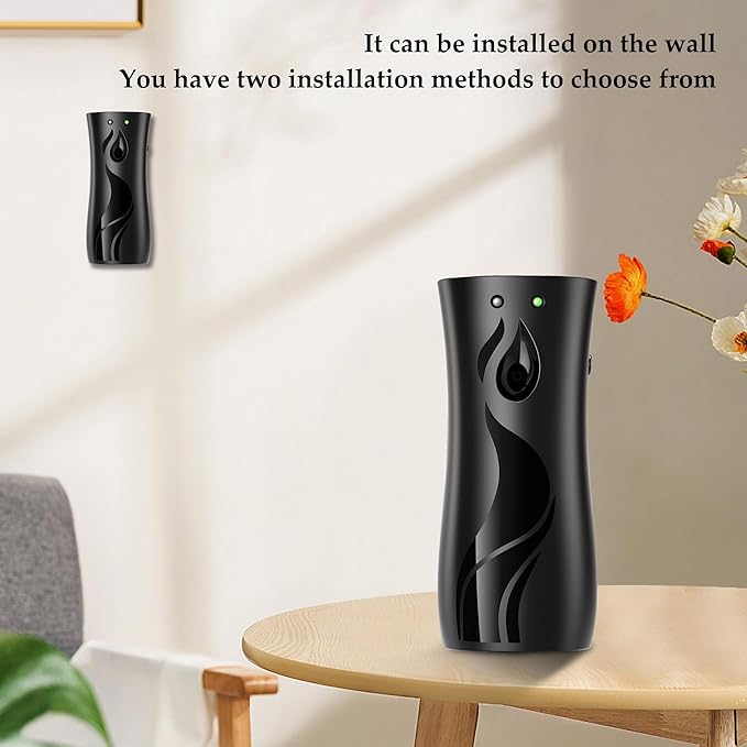 (2-Pack) Automatic Fragrance Dispenser | Automatic Air Freshener Spray Dispenser | Wall Mounted or Standing Aerosol Sprayer for Hotel Office Living Room Bathroom Commercial Place (Black)