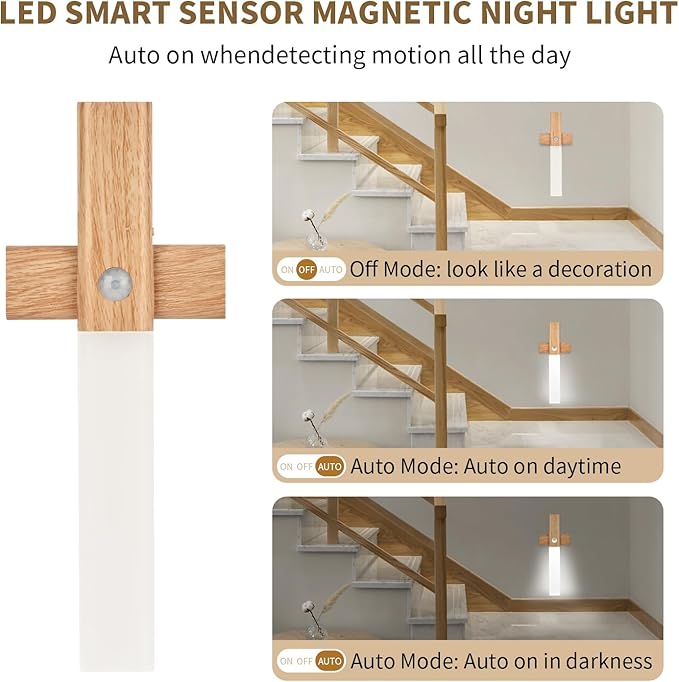 ASAWASA Under Cabinet Lights,Motion Sensor Light Indoor, 2 Pack Magnetic Dimmable Closet Lights, Wireless Under Counter Lights for Kitchen（White Light）