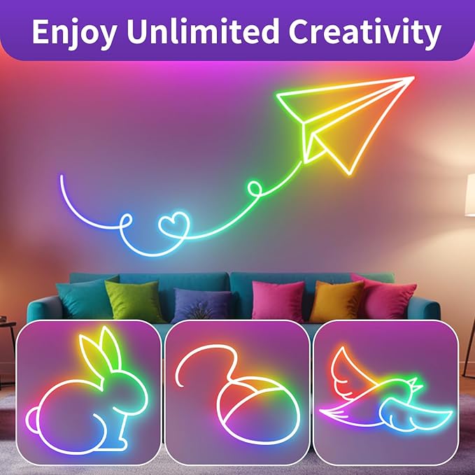 5M RGBIC LED Strip Lights, 5V Mardi Gras Outdoor Neon Rope Light with App/Remote Control, Color Changing, Easter Waterproof Cuttable Silicone Light for Valentines Bedroom TV Gaming Room Bar Wall Decor