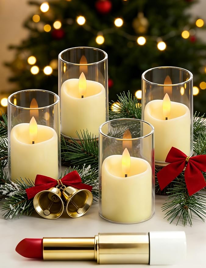 Rechargeable Acrylic Flameless LED Candles with Timer Control, Long Lasting Electric Tealights, Flickering Warm Glow Votive Candles for Holiday & Daily Decoration, (Set of 6, White)